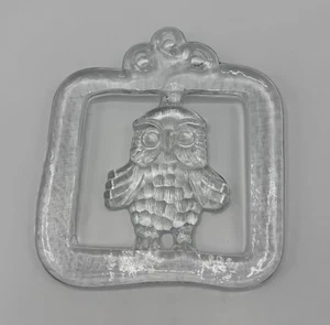 VTG Kosta Boda Large Owl Suncatcher Bertil Vallien Clear Art Glass 8"X 9" - Picture 1 of 4