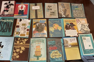 Hallmark Birthday Greeting Cards Env Masculine Lot 18 Father Brother Son Husband - Image 1 of 4