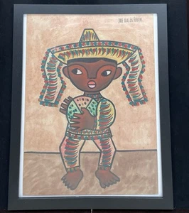 Jose Maria de Servin Midcentury Mexican Folk Art Painting, Sombrero + Watermelon - Picture 1 of 11