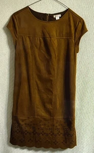 Xhilaration Abito Donna XS Marrone Ecopelle Scamosciata Morbido Foderato Zip Ritagli - Foto 1 di 5