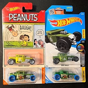 4 coches Hot Wheels Bone Shaker Peanuts Charlie Brown ID Art Cars HW suave a salvaje - Imagen 1 de 5