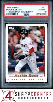 2018 TOPPS THROWBACK THURSDAY #217 MOOKIE BETTS POP 6 PSA 10 - Image 1 of 3