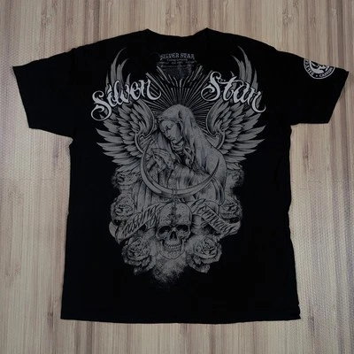 Camisa Silver Star Casting Para Hombre Y2K Patinador Calavera Religiosa Chicana Camiseta XL Foto 1 de 4