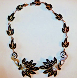Vintage Mexico 1940s Margot de Taxco Sterling Enamel Necklace Choker Only - Picture 1 of 8