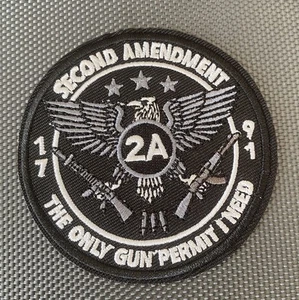 2nd Amendment 1791 USA Constitution Gun Permit Embroidered Iron On Sew On Patch - Picture 1 of 2