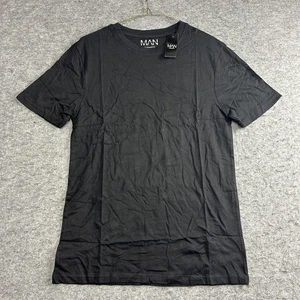 boohooMAN Shirt Mens Large Black Muscle Fit Basic Stretch Crewneck Short Sleeve - Picture 1 of 7