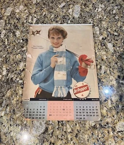 1959 Dr Pepper Calendar Sign Complete Pin Up Girl Model Soda Vintage Original - Picture 1 of 16