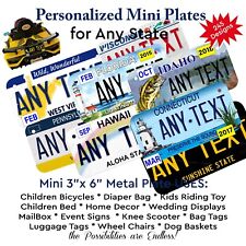 Mini License Plate Metal Tag Personalized with Any Text for Kids Bicycle Toys
