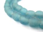 Light Blue Recycled Glass Beads 11mm Ghana African Sea Glass Round Large Hole