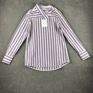 Victoria Beckham Twist lila weiß gestreiftes Popeline Hemd Gr. UK 10 M Neu UVP390€ - Bild 1 von 8