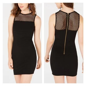 B.Darlin Womens Dress Sz 7/8 Black Mesh Caged Bodycon Mini Juniors New - Picture 1 of 10