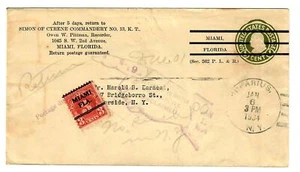 PH11i Cyrene Commandery No 13, K.T. Hand Stamp Returned1934 Postage Due 3 cent  - Picture 1 of 2