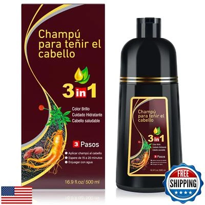 Champú colorante de cabello castaño oscuro 3 en 1 para cobertura de grises, para mujeres Foto 1 de 4