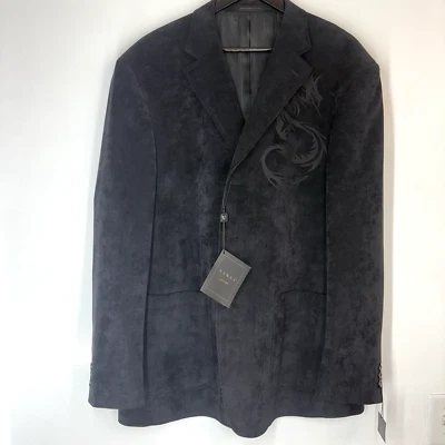 Vinci Couture Black Sport Coat Blazer XL 44 Black Corduroy NWT Dragon Italy Made - Image 1 of 4