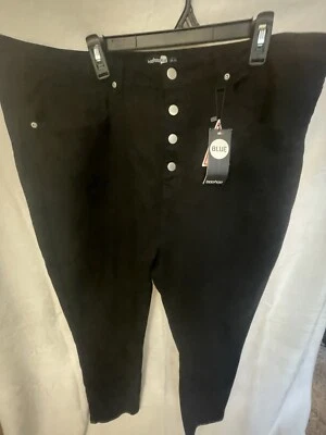 Boohoo Blue Women’s Black High Rise button fly Comfort Skinny Denim Jeans 20 - Image 1 of 3