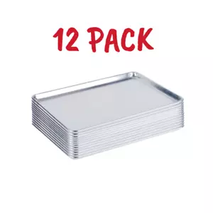 12 PACK Full Size 18" x 26" Wire in Rim Aluminum Bun Sheet Baking Pan - Picture 1 of 10