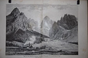 Blick von San Martino di Castrozza-Rosetta --P.Widmayer- Holzstich -aus 1893   - Picture 1 of 1