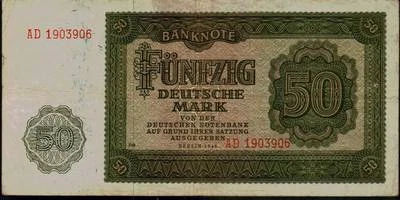 1948 Communist Germany DDR 50 Deutsche Mark Banknote - Image 1 of 2
