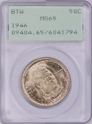 1946 Booker T. Washington Silver Half Dollar 50c Coin PCGS MS-65 Rattler - Image 1 of 3