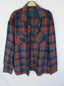 ANTHONY'S MENS XL blue red plaid soft acrylic button VINTAGE SHIRT JACKET - Picture 1 of 4