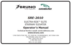 Manual del operador y copia de especificaciones técnicas PDF - Bruno SRE-2010 Elite Stair 4G memoria USB - Imagen 1 de 3