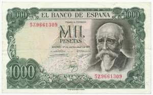 SPAIN, ESPAÑA - 1000 Pesetas 17. 9. 1971. P154. (S006) - Picture 1 of 2