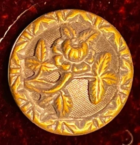 Antique Layered Metals Poppy Flower Picture Button 9/16" - Picture 1 of 5