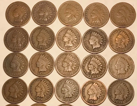 Short Set 1880 - 1899 Indian Head Cent Penny (20 COINS) G / VG  FREE SHIPPING Cover