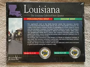 LOUISIANA 2002 Philadelphia Denver Mint Set Colorized State Quarter COA New - Picture 1 of 2