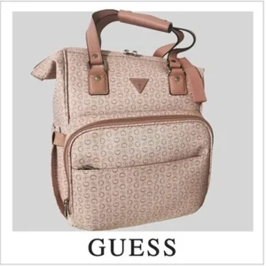 NWT BABY LT ROSE GUESS DIAPER BAG BACKPACK LARGE MED LOGO WHITE ROCK TRAVEL TOTE - Picture 1 of 3