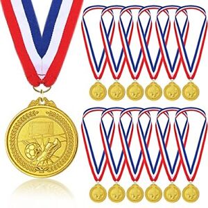 12 Pack 2 Inches Gold Soccer Medals for Kids Adults Soccer Games Trophies