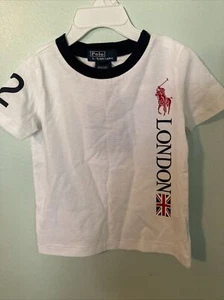 polo ralph lauren t-shirt SS white  London in navy  red polo player/horse 18m - Picture 1 of 2