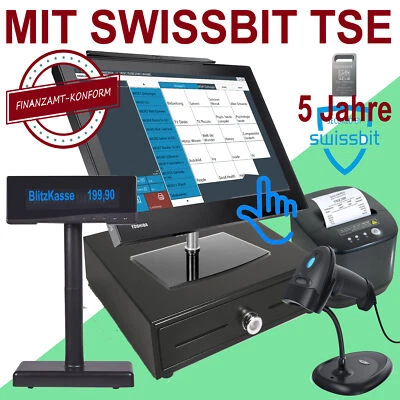 ✅ mit TSE ✅  14" Touchkasse Computerkasse Scannerkasse für Handel . VOLL KOMPLET - Bild 1 von 4