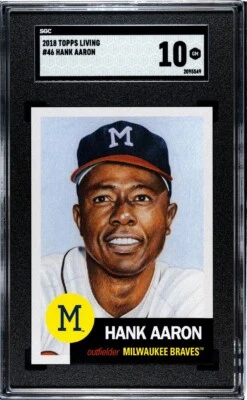 2018 Topps Living #46 Hank Aaron SGC 10 GEM MINT Braves Brewers HOF  - Image 1 of 2