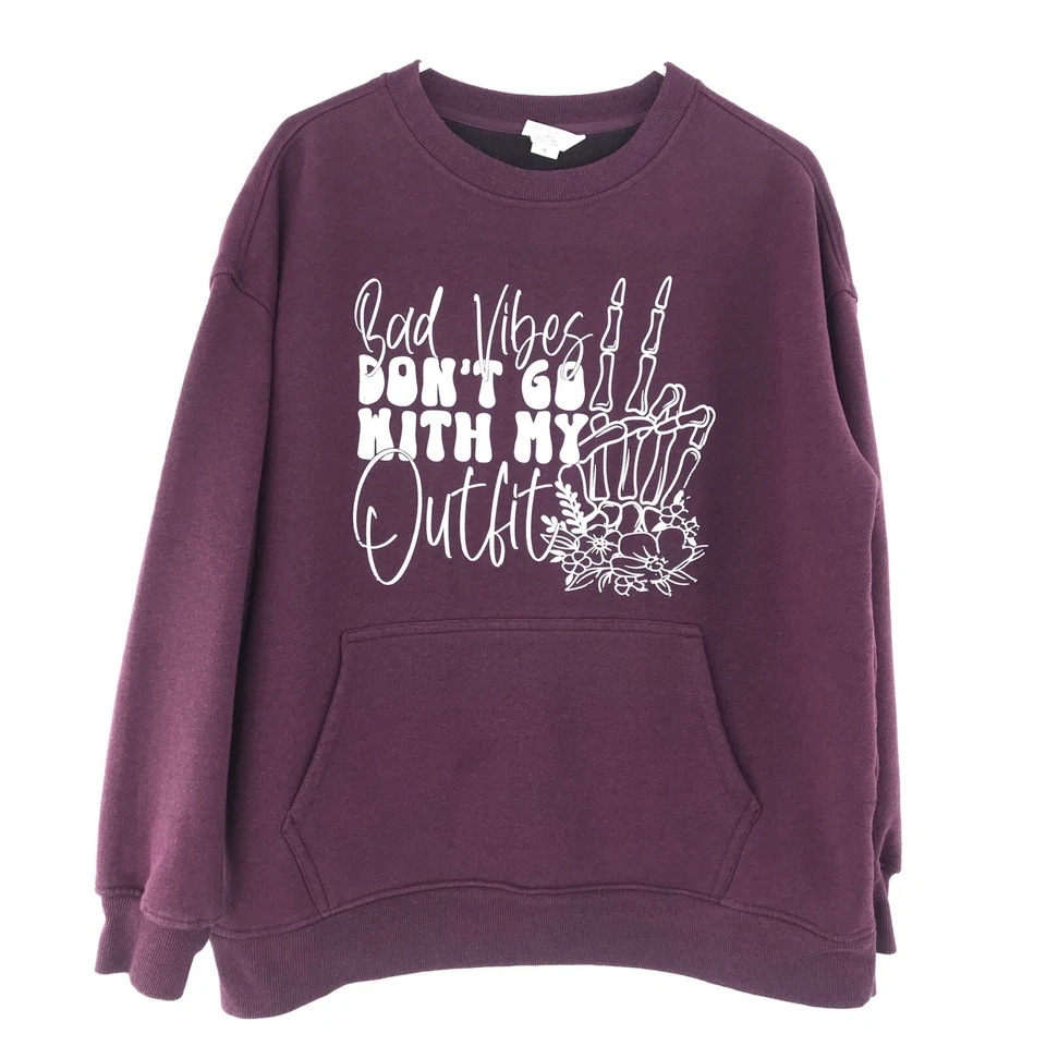 Danskin Women’s Sweatshirt with Graphic Design and Kangaroo Front Pocket Size XL - Image 1 of 4