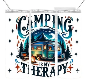 Camping is my Therapy 20oz Tumbler Insulated Travel Mug Tumblr - Picture 1 of 3