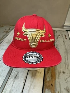 Chicago Bulls Basketball STREET BULLIES Snapback Hat HUGE CLOTHING CO Red - Picture 1 of 14