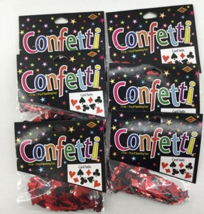 Lot 6 Card Suit Confetti 1/2 oz Pack Red Black Casino Vegas Gambling Party Decor - Picture 1 of 2