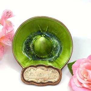 Porta anelli sombrero ceramica smaltata verde artigianato tesoro vintage piatto portagioie USA - Foto 1 di 4