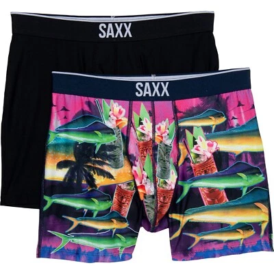 Paquete de 2 calzoncillos boxer Volt negros Saxx L12445 para hombre talla pequeña Foto 1 de 2