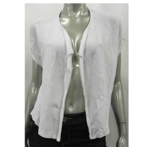 Ellen Tracy Women Top Blouse Shirt XS White Knit Chiffon Front Open - Picture 1 of 2