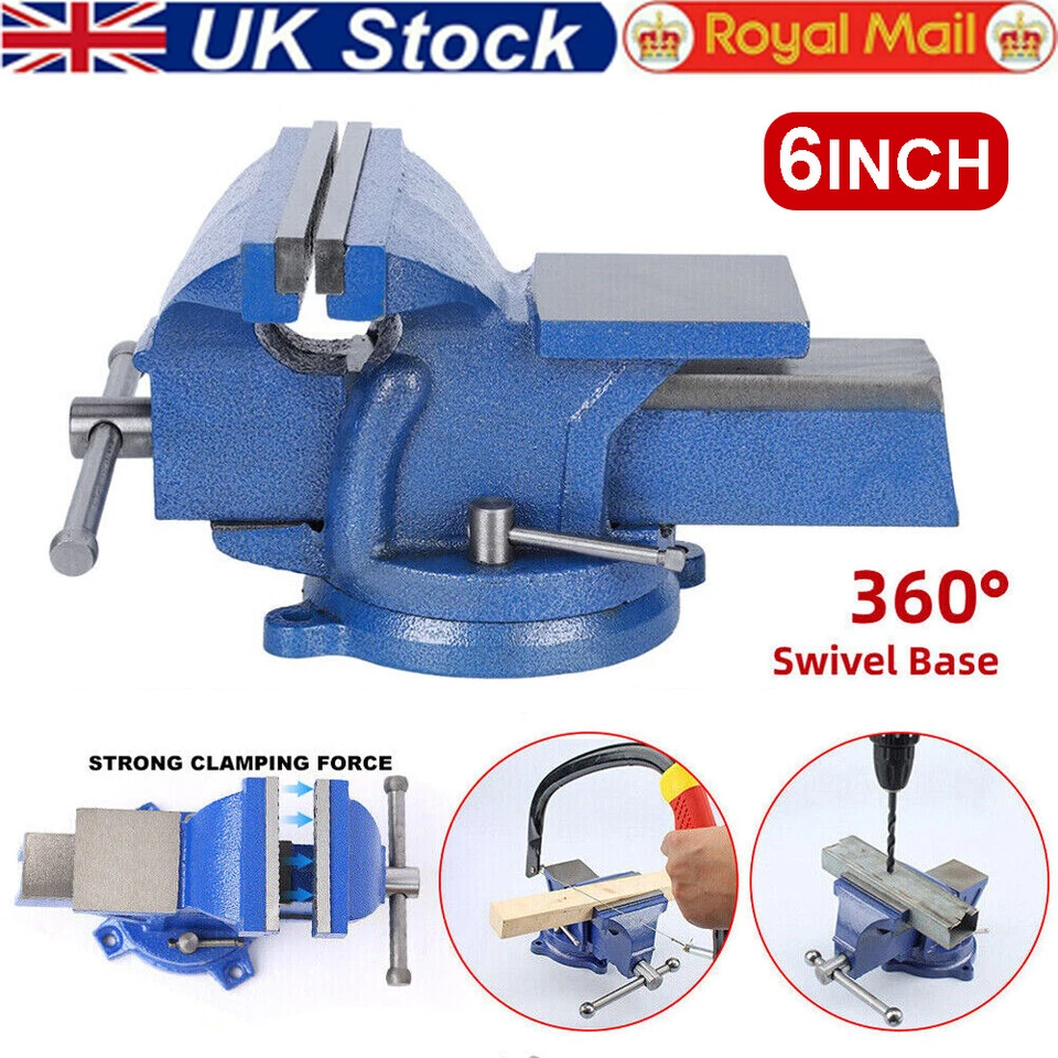 6" Heavy Duty Bench Vice 150mm Rotating Workbench Vice Jaw Table Vice Clamp Tool