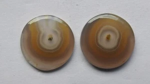 26.10 Cts Natural Solar Eye Agate (21mm X 21mm Each) Cabochon Match Pair - Picture 1 of 3