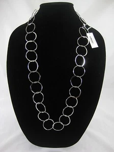 12 Wholesale New 33" Long Silver Hoop Necklaces from Banana Republic #N2488-12 - Picture 1 of 3