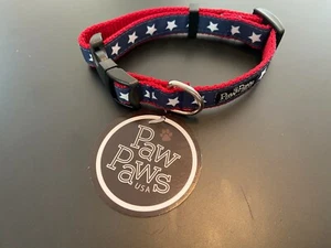 PAW PAWS Brand Durable "Stars" Dog Collar Red White & Blue S, M or L - Picture 1 of 4
