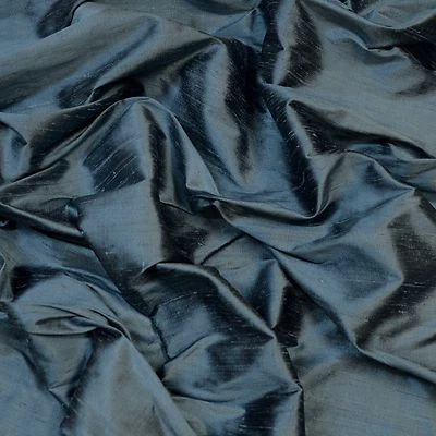 Iridescent Cadet Blue Dupioni 100% Silk Fabric, 54" Wide, By The Yard (S-239) - Image 1 of 4