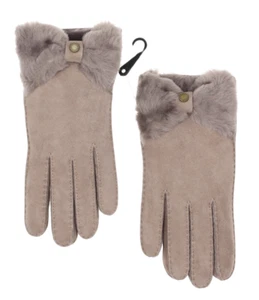 Ugg L54702 Womens Gray Genuine Sheepskin Bow Water Resistant Suede Glove Size M - Picture 1 of 3