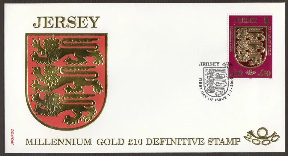 Jersey 2000 FDC Millennium Gold £10 Defintive - Image 1 of 1