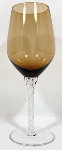 Artland Braid Amber Air Twist Stem Hand Blown Wine Water Glass 15 oz 9" Vtg EX - Picture 1 of 13