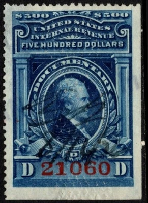 1917 United States Scott #- R249 $500 Documentary Alexander Hamilton - Image 1 of 4